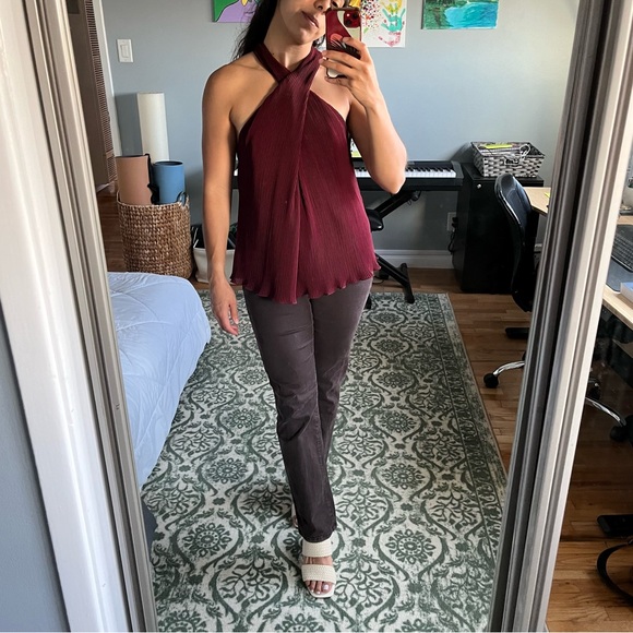 Deep Red Crossed Blouse - Picture 2 of 9